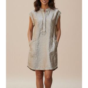 J Crew Sleeveless Dress Metallic Shift Career Gold size 4